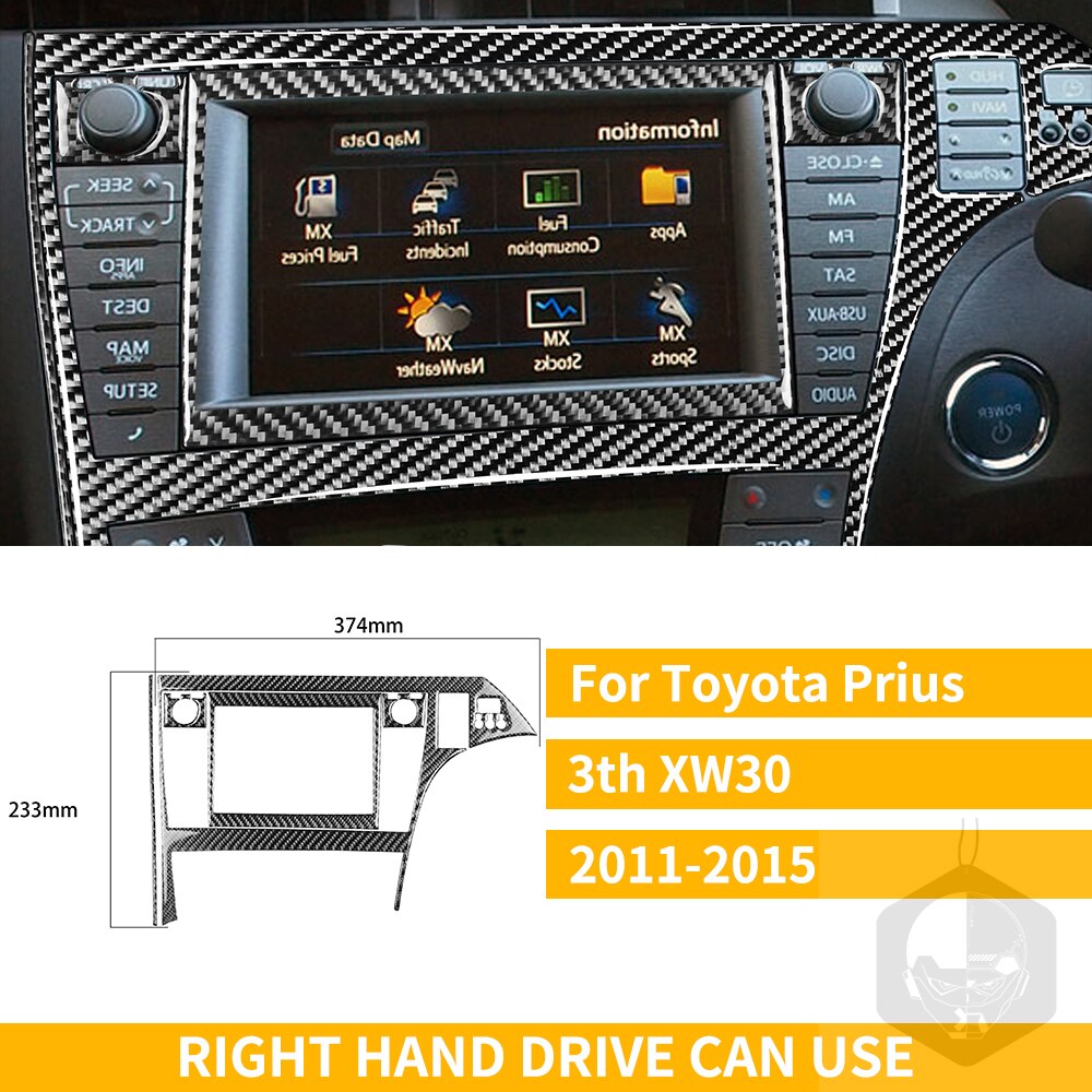 For Toyota Prius XW30 ZVW30 ZVW35 Carbon Fiber Center Console Radio Navigation Display Sticker Car Accessori: B RHD