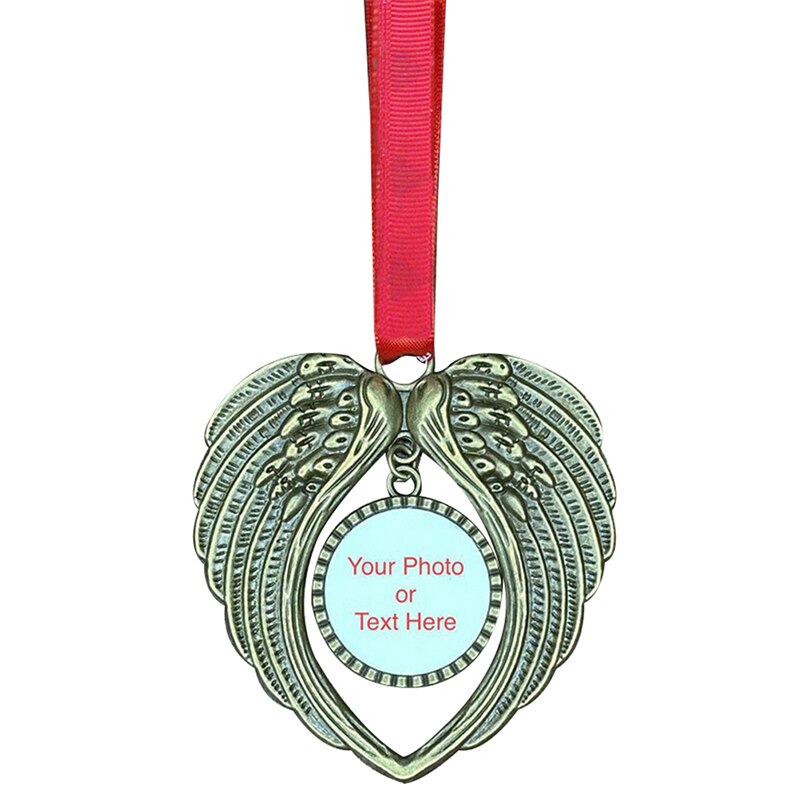 In Memory Angel Wings Ornament Christmas Tree Hanging Photo Bauble Decors: GD