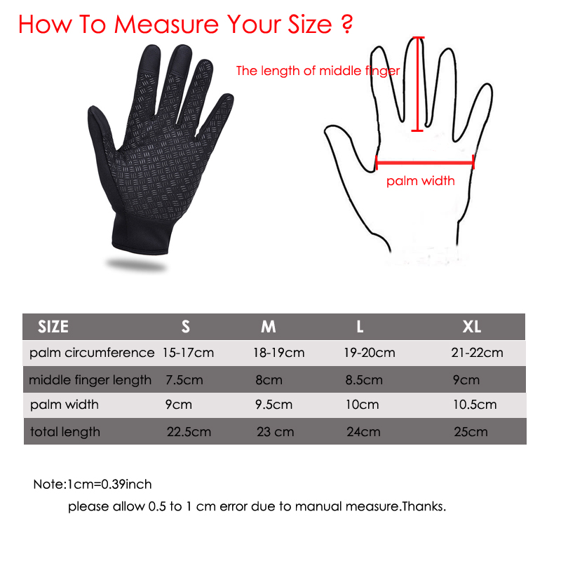 Unisex Touchscreen Handschoenen Winter Thermische Warm Fietsen Fiets Ski Outdoor Camping Motorhandschoenen Sport Volledige Vinger Deel