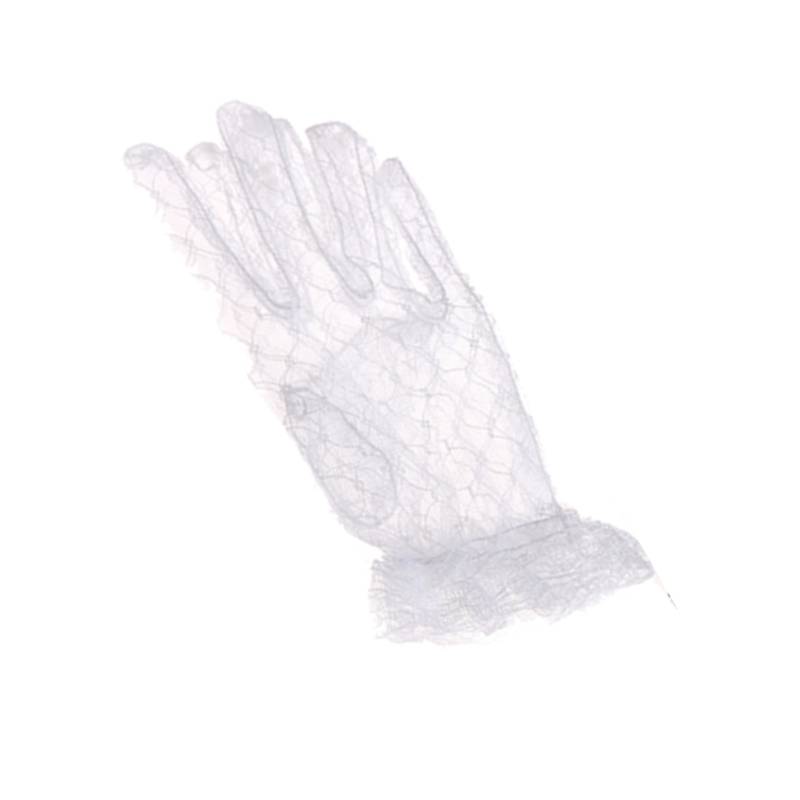 Gants courts en dentelle pour femmes, en noir, rouge, blanc, ivoire, pour fête, mariage, fournitures de mariage: WHITE