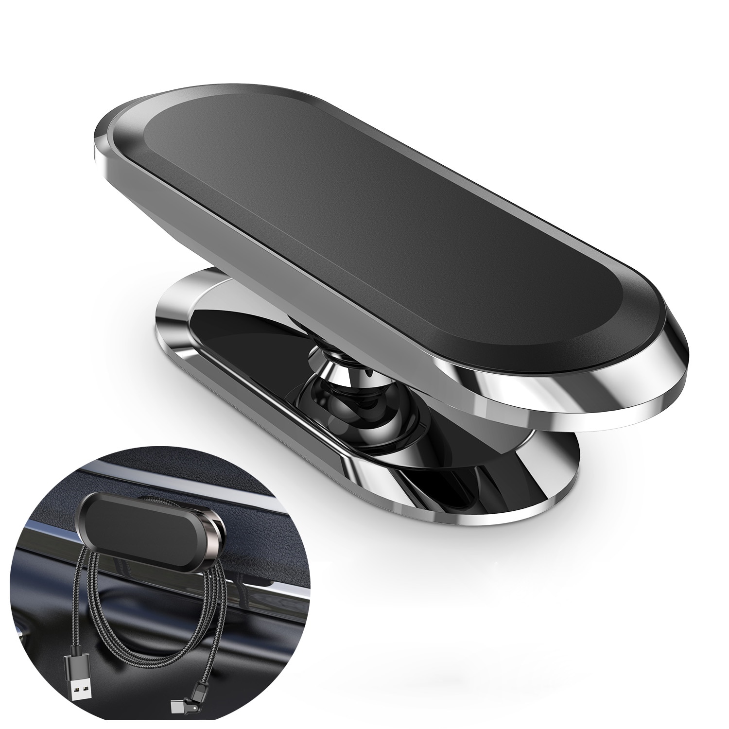 TKEY Metal Magnetic Phone Holder 360° rotating Car Phone Holder Stand For iPhone 11 Pro Zinc Alloy Magnet GPS Car Support Mount