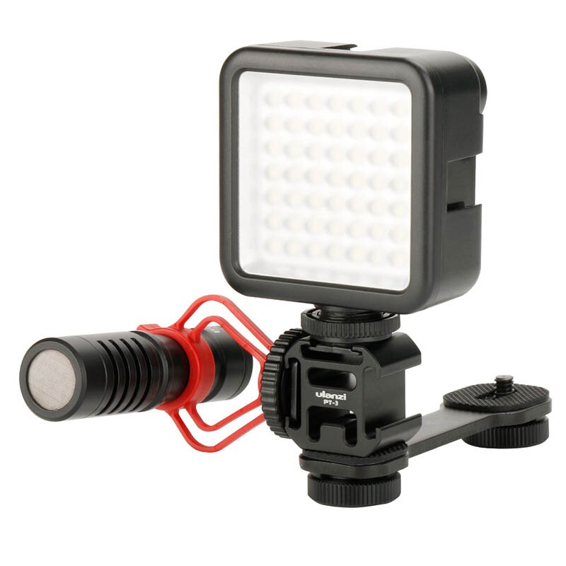 verdreifachen Kalten Schuh Montieren Mikrofon LED Video Licht einstellen für DJI OSMO Handy, Mobiltelefon 2 Zhiyun Glatte 4/Feiyu Vimble 2 Gimbal Stabilisator