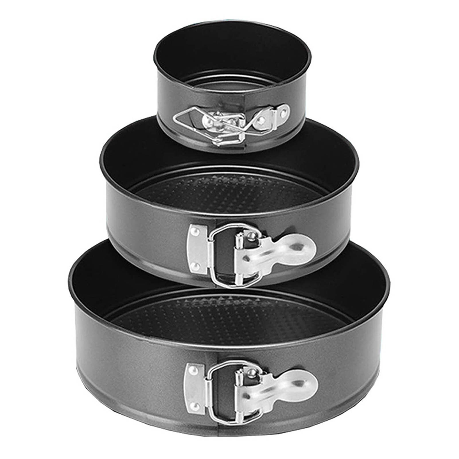 Cake Pan Spring Form Cheesecake Baking Pan Pressure Cooker Nonstick Leakproof Carbon Steel Cakes Molds Kitchen Accessories: A 3pc