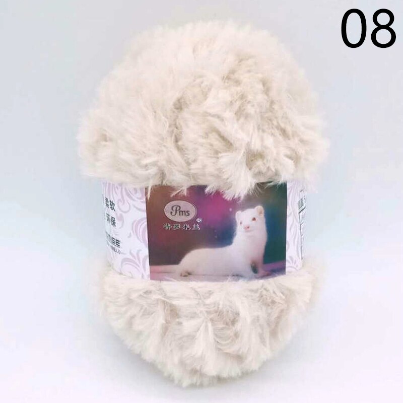 Fil de fausse fourrure en laine de cachemire, 50 g/rouleau, pour tricot à la main, Crochet, pull, fil pour vêtements de bébé, écharpe, fil de vison pelucheux: 8