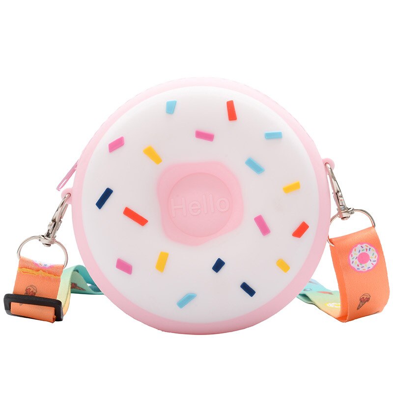 Donut Ronde Crossbody Bag Kid Peuter Meisje Kinderen Schouder Handtas Verstelbare Riem Reizen Regenboog Gedrukt Pocket Pack: Pink donut