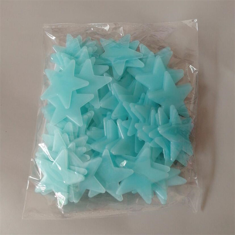 Lot de 100 étoiles fluorescentes autocollantes pour le mur, décoration pour la maison, brille dans le noir, pour la chambre de bébé: Bleu