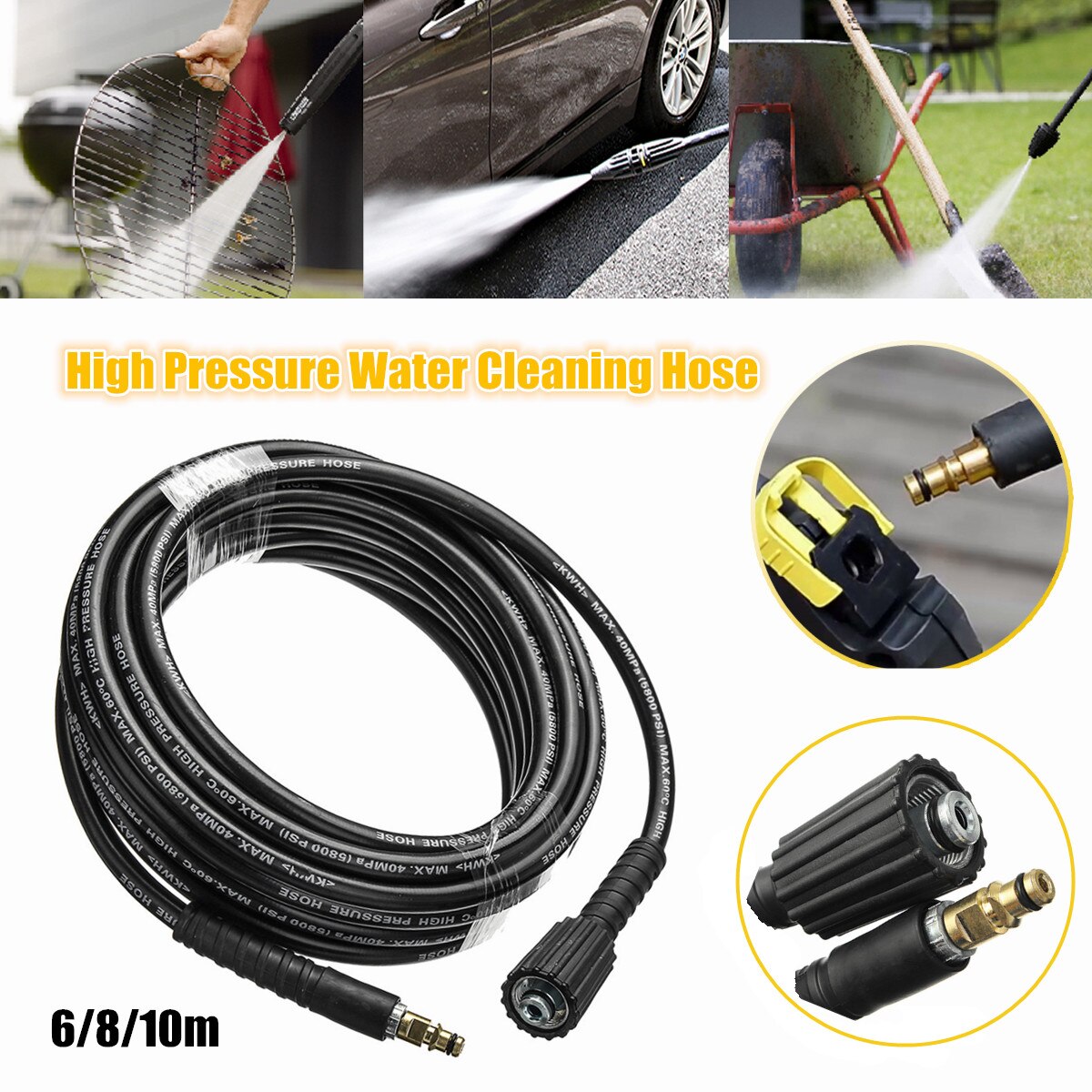 6m/8m/10m High Pressure Water Cleaning Hose Pure Copper for K K2 K3 K4 K5 High Pressure Washer
