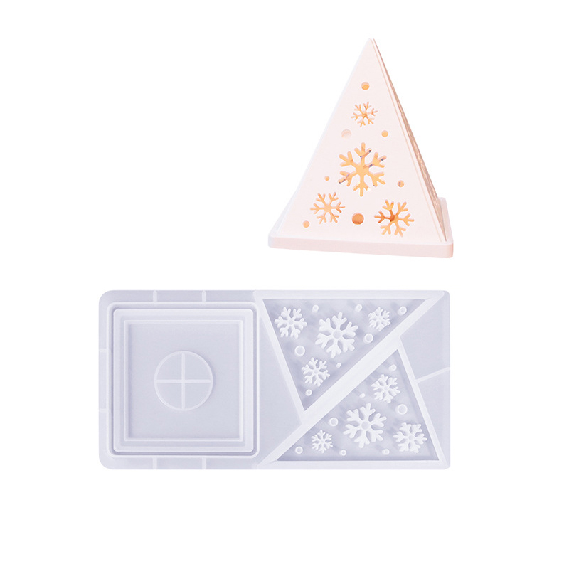 Piramide Sneeuwvlok Sterrenhemel Liefde Huis Kandelaar Siliconen Mal DIY Gips Epoxyhars Gietvorm Woondecoratie Ornamenten ﻿: Light Grey