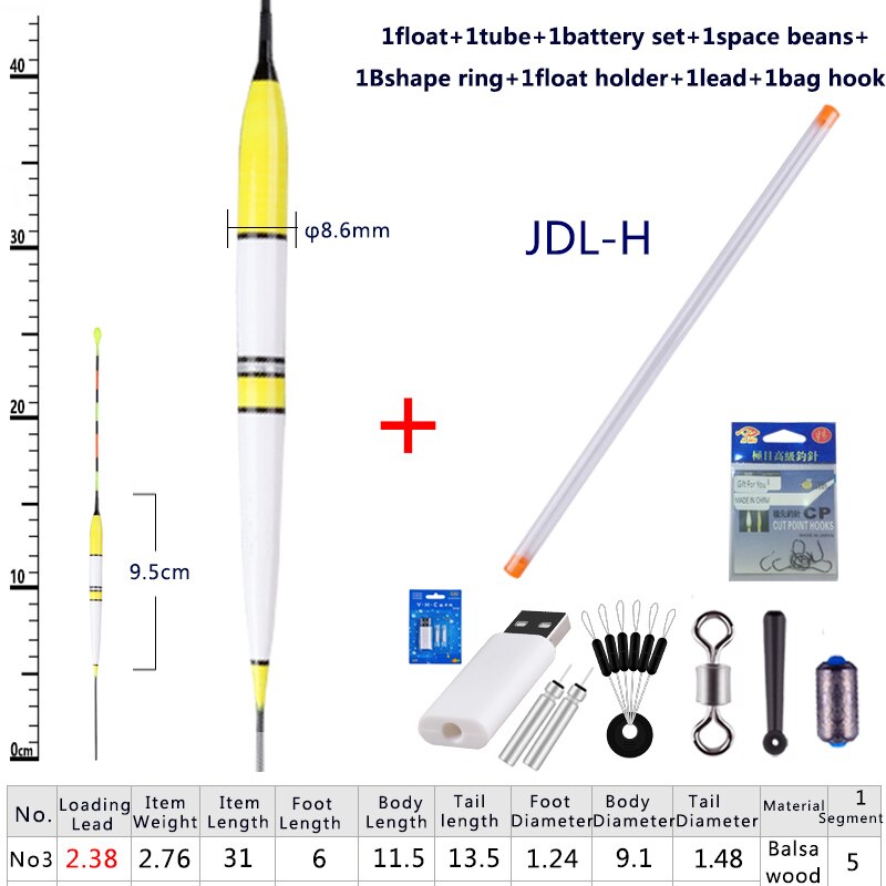 1 stück Elektrische Angeln Schwimmt + Akku einstellen + Raum Bohnen + schweben Halfter + Angeln Haken Nacht leucht Balsaholz Schwimmt: JDL-H 1Stück n Geschenke