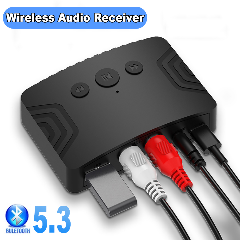 Sem fio bluetooth 5.3 receptor de áudio carro nfc estéreo aux 3.5mm jack rca adaptador de áudio bluetooth óptico u disco leitor música