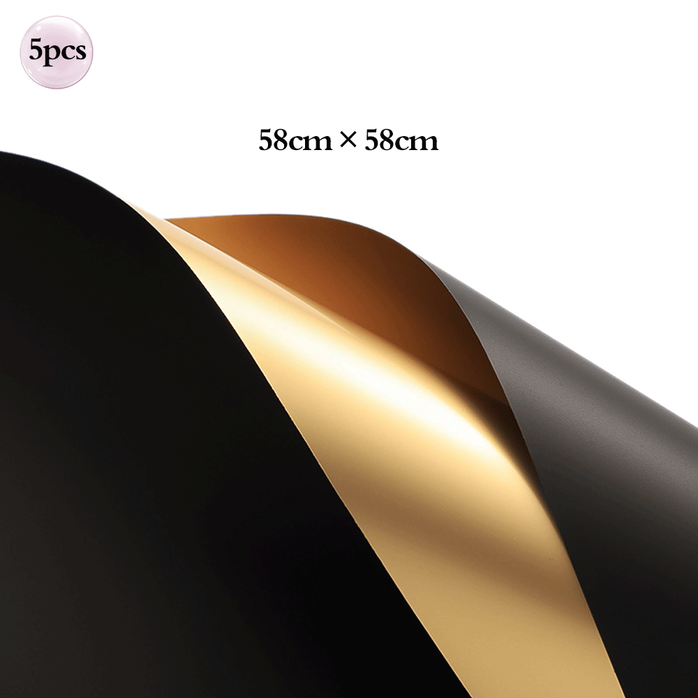 Kleuren Boeket Gouden Rand Dubbelzijdig Bloem Inpakpapier Bedrade Linten voor Bruiloft Moeders Dag Bloemistbenodigdheden: Bruin