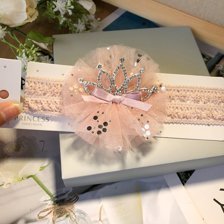 Bebê meninas flor hairband malha coroa headdress macio bandana ano novo presente festa tiara headwear acessórios de cabelo