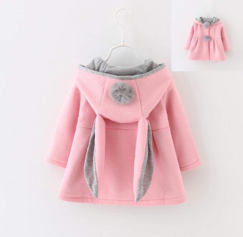 Schattige Konijn Oor Hooded Meisjes Jas Lente Top Herfst Winter Warme Jas Kinderen Bovenkleding Kinderkleding Baby Tops Meisje jassen