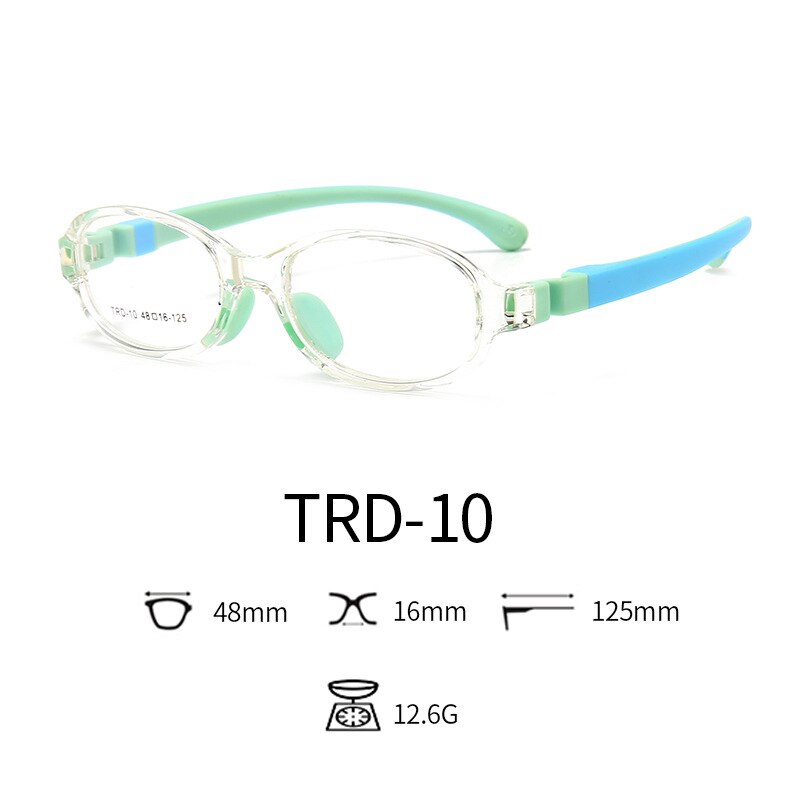TR90 Silikon Gläser freundlicher flexibel Schutzhülle freundlicher Brille Dioptrien Brillen Gummi Art Spektakel Rahmen Junge Mädchen: C10 klar Himmel Blau
