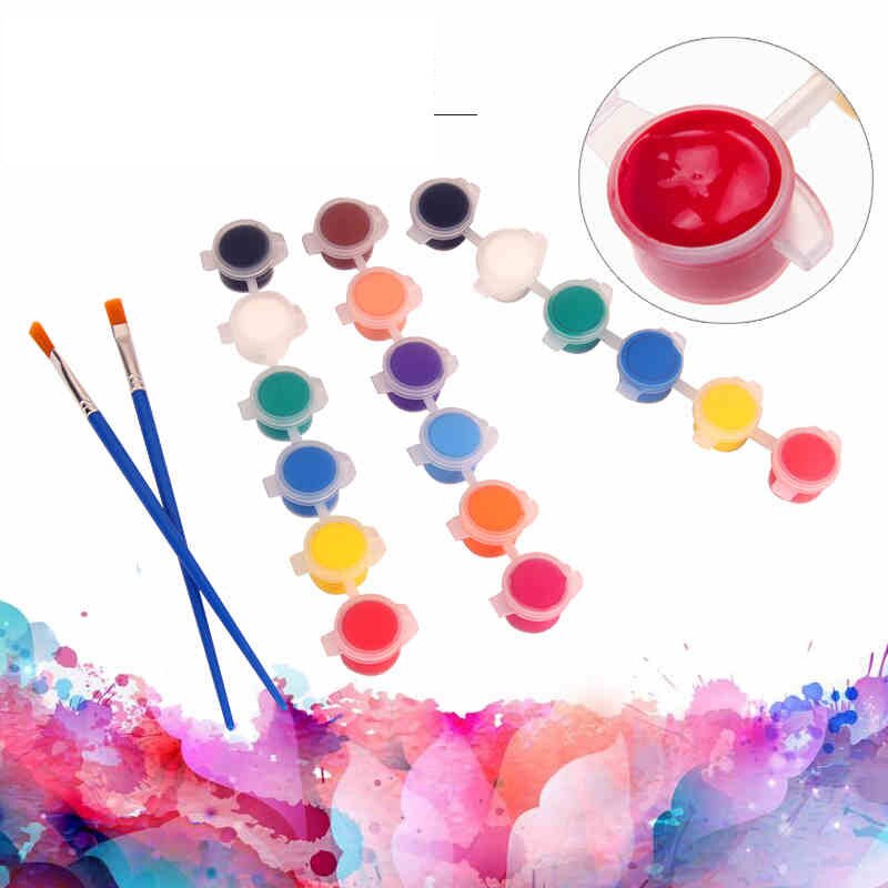 12/8 farver med 1 maling blå pensler pr sæt akrylmaling til oliemaling nail art tøj kunst digital gør-det-selv graffiti pigment