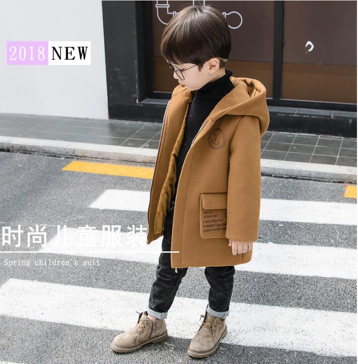 Manteau en laine pour garçons vêtements pour enfants hauts automne hiver vêtements pour adolescents pardessus en laine pardessus enfants manteau à capuche veste enfant manteaux