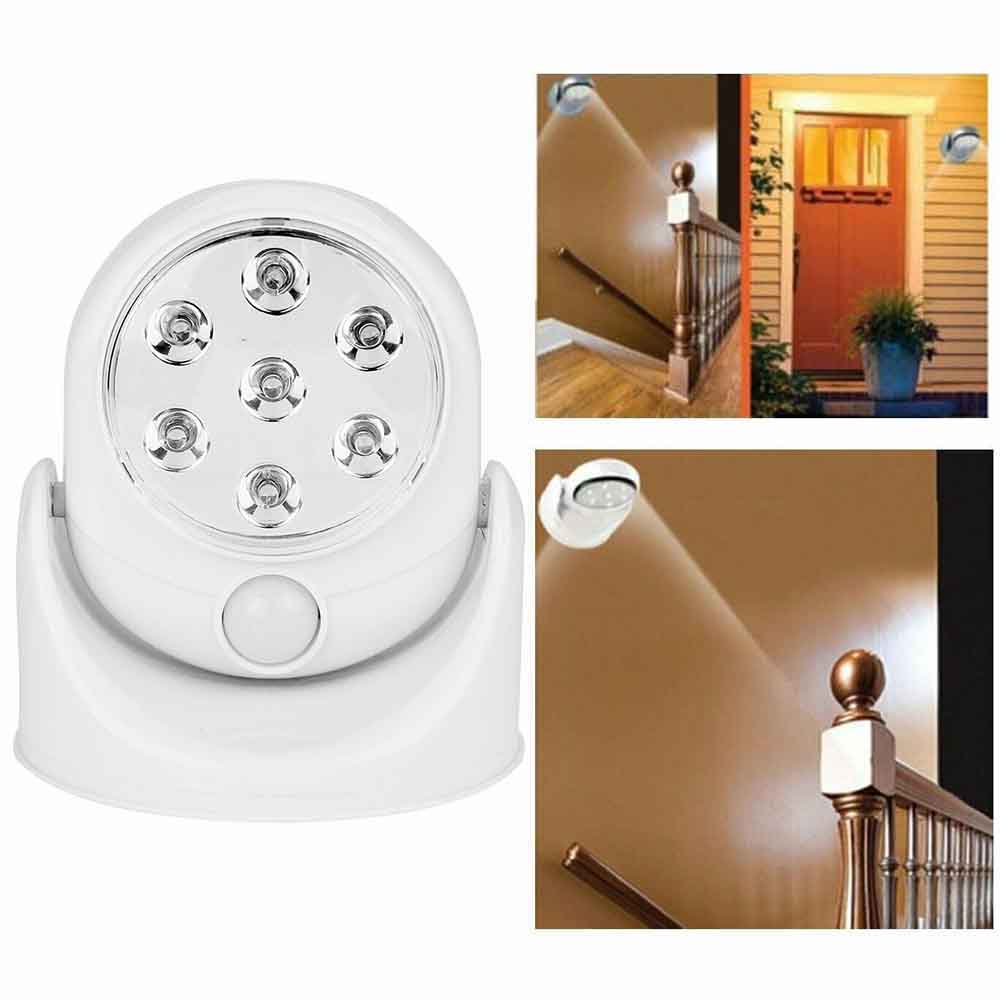 Indoor Outdoor 360° Battery Operated Lamps 7 LED Motion Sensor Security Lights