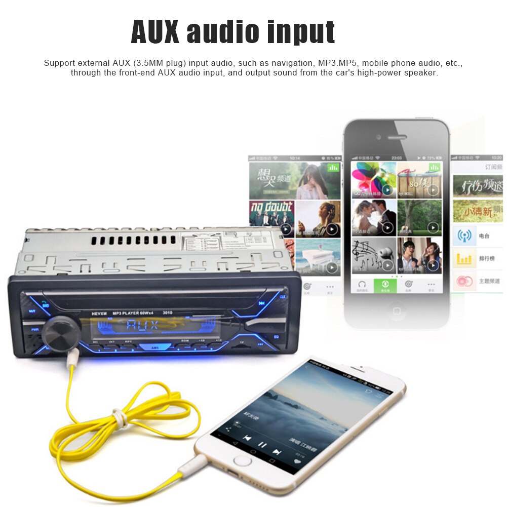 Spot Car Stereo MP3 Player Bluetooth AUX USB TF FM Radio Audio In-dash Handsfree Music Player Car Styling