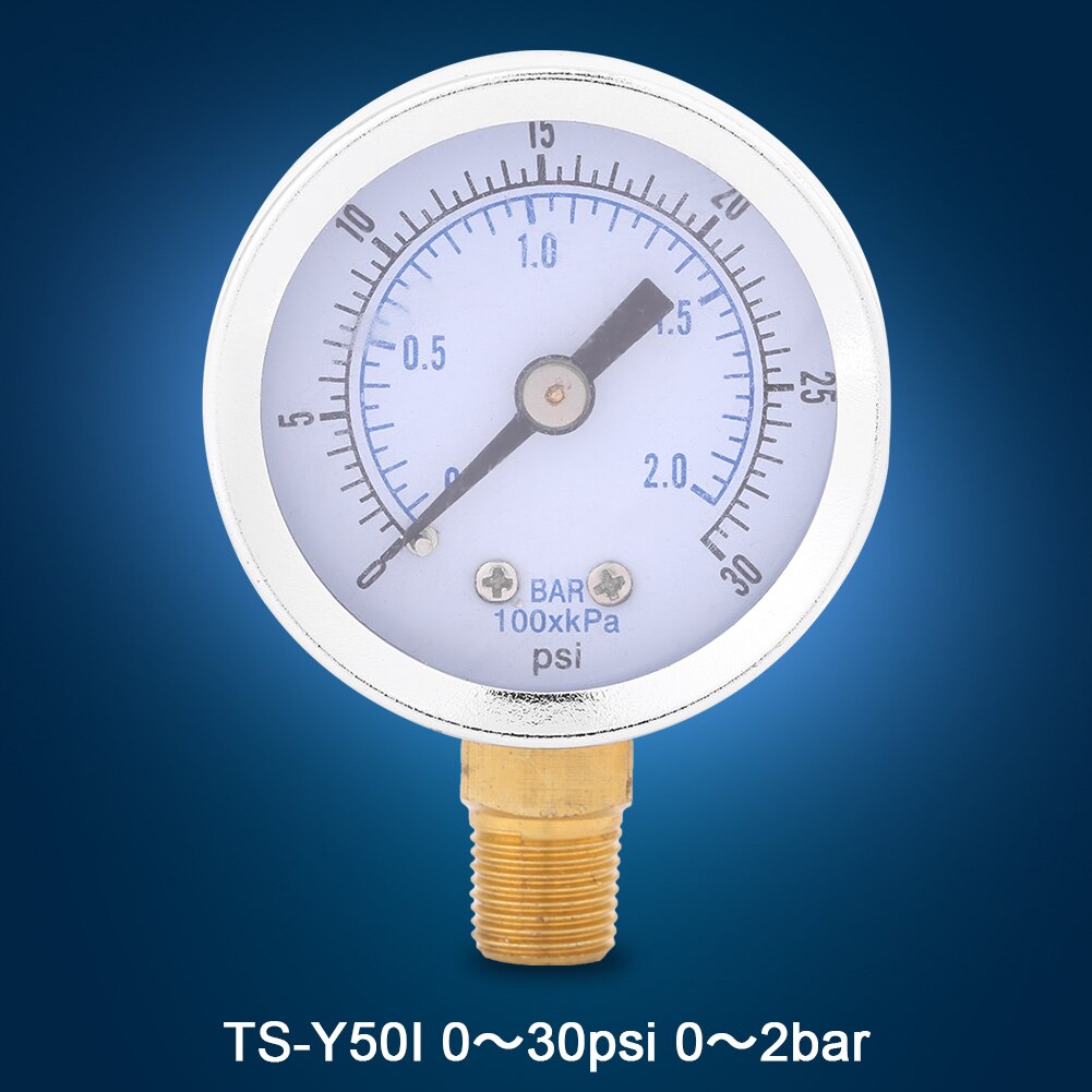 Mini cadran eau huile compresseur compteur hydraulique manomètre pression compresseur mètre métal manomètre 0-30psi 0-2bar