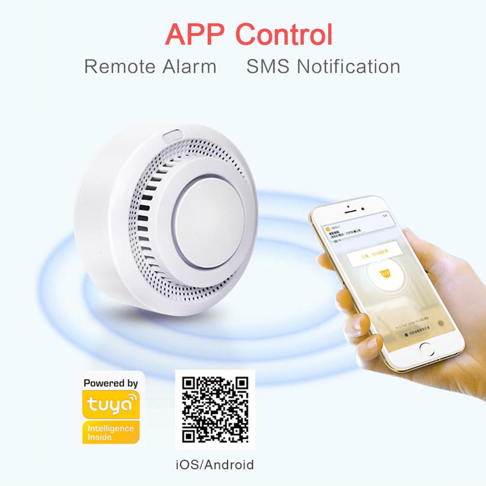 Smart trådløs røykvarsler hjemme-app wifi brannalarm røyksensor røykvarsling 80db sikkerhetsdetektorsystem