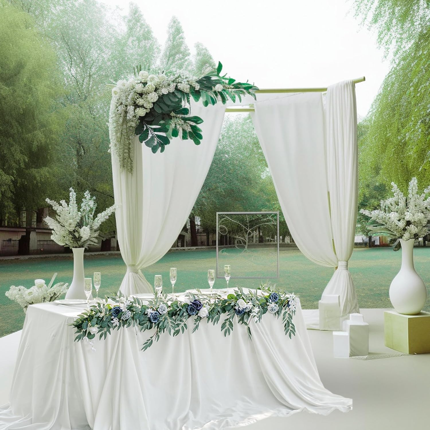 Yannew-guirnaldas de flores artificiales para camino de mesa, centros de mesa de eucalipto con forma de corazón para telón de fondo, decoración de boda Bohemia