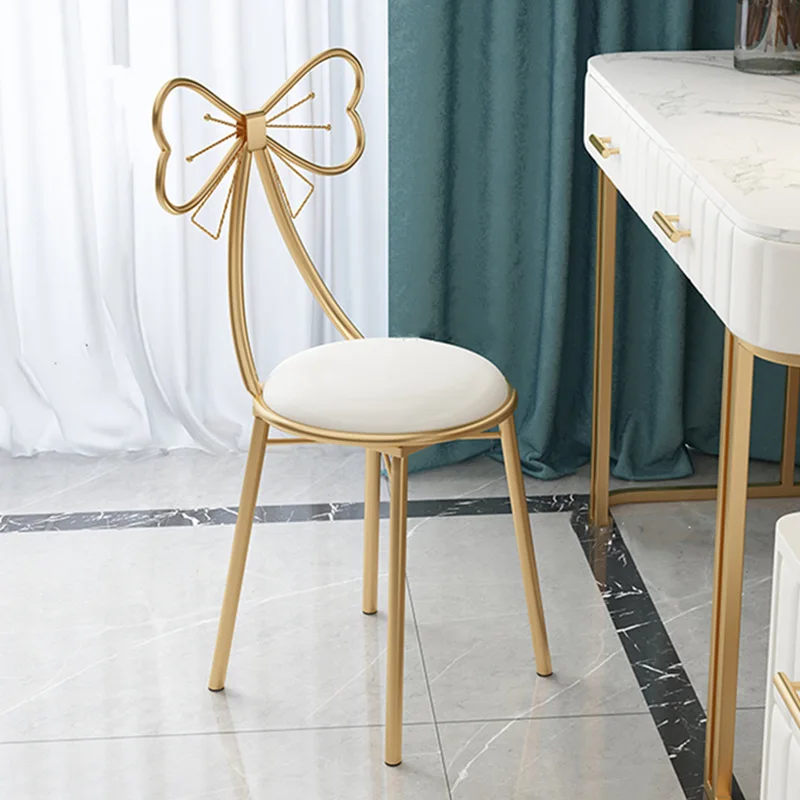 1 unidad, silla de maquillaje de mariposa con respaldo desmontable, silla de manicura, dormitorio de unidad pequeña, taburete de tocador para niña: Blanco
