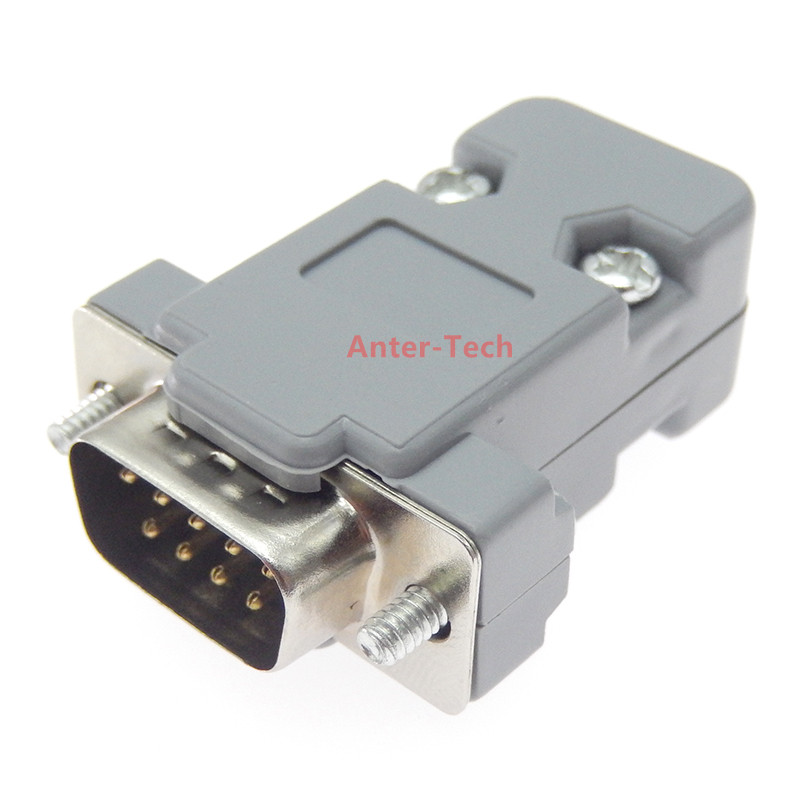 DB-9 DB9 RS232 conector macho hembra con enchufe D-Sub conector PCB de 9 pines carcasa protectora: Castaño