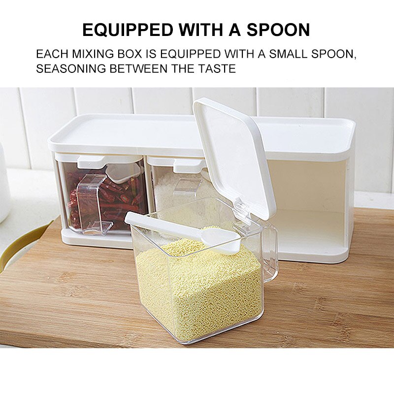 Caja de contenedor de especias para cocina, frascos, utensilios, almacenamiento de sellado, condimentos, organización de hierbas, accesorios, artículos