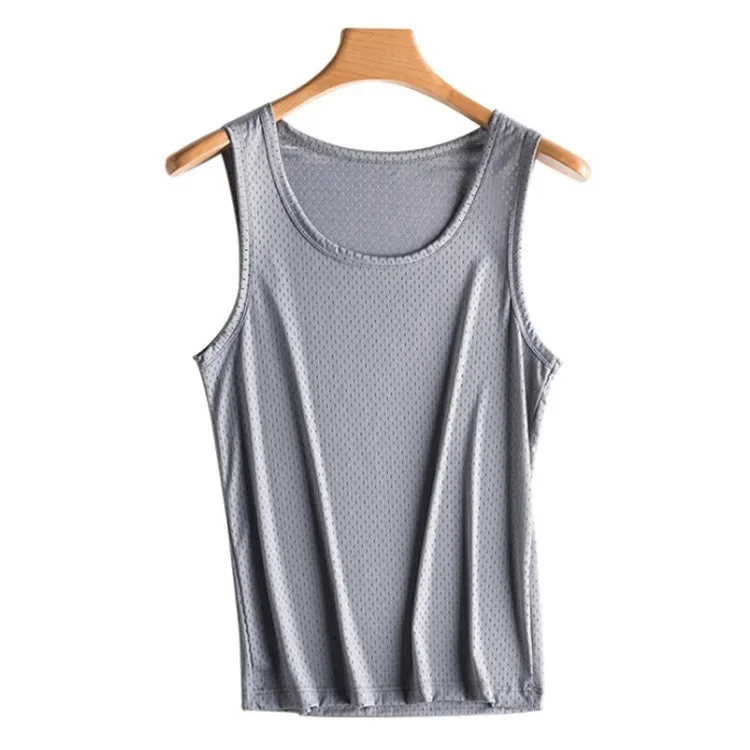 Tops para hombre, chaleco de seda helada, ropa exterior, camisetas sin mangas transpirables con agujeros de malla de secado rápido, chaleco fresco de verano, tanques de viaje para playa: XL / Borgoña