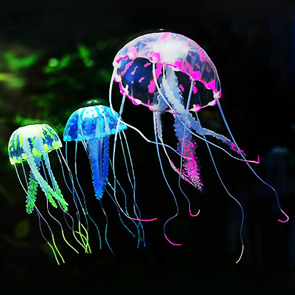 Glowing Effect Artificial Jellyfish Fish Tank Aquarium Decoration Mini Submarine Ornament Underwater Pet Decor