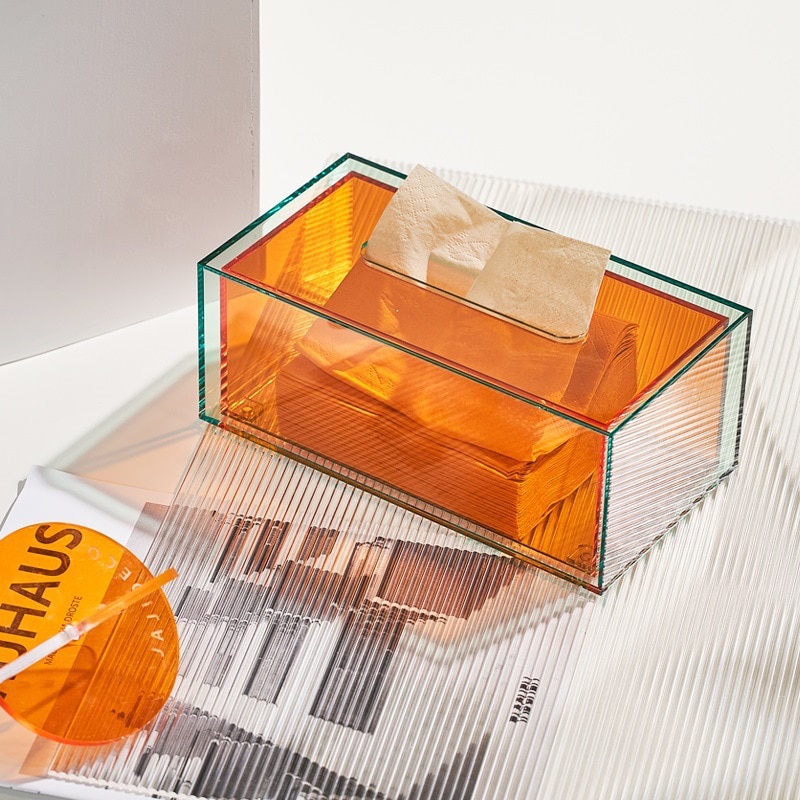 Solid Acryl Tissue Box Huishoudelijke Tafel Papier Opbergvak Servet Papier Cover Rechthoek Case Papier Holder Thuis Organizer ZH268