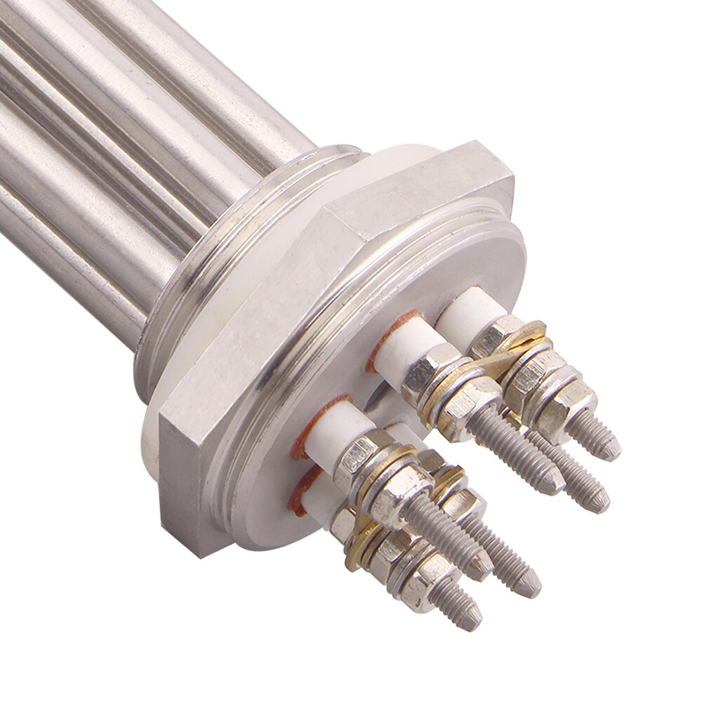 DERNORD Heater with Probe Tube 220v/380v 3KW DN32 / 42MM Thread SUS304 Heating Resistance Element Immersion Water Heater Element