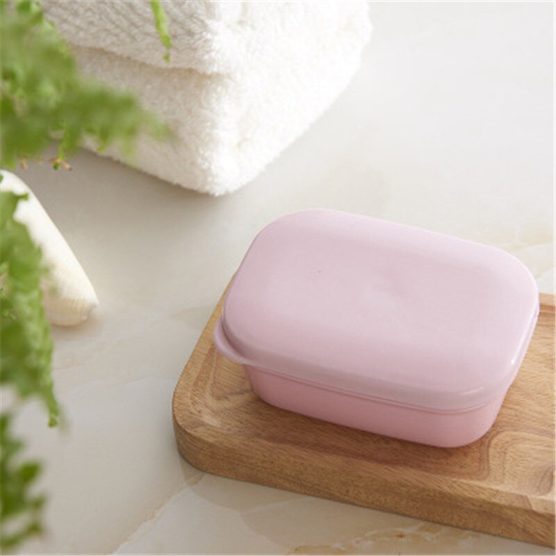 Travel School Soap Tray Portable Rectangle Soap Box With Drain Low & Lid Stylish Soap Dish