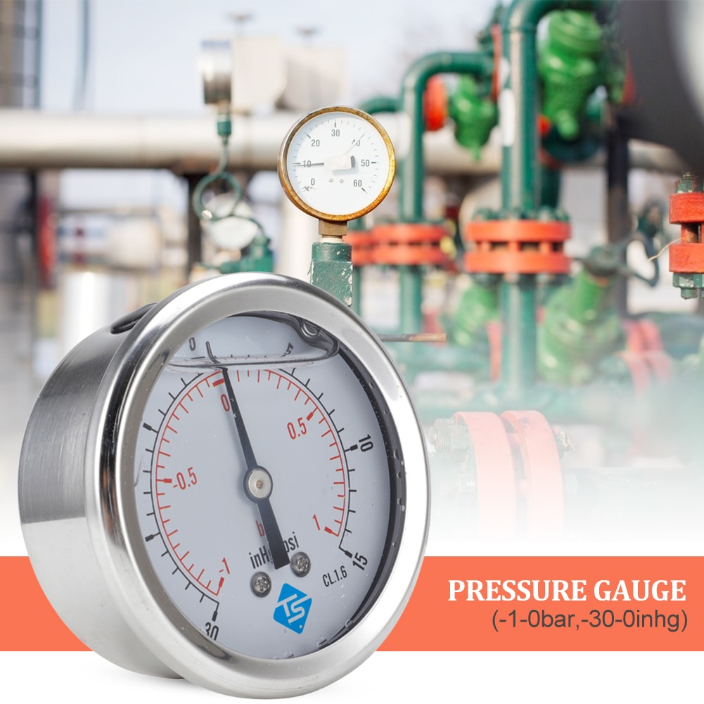 TS-PGGZ60Z4 Thread Radial Stainless Steel Manometer Liquid Filled Pressure Gauge Air Oil Water Hydraulic Pressure