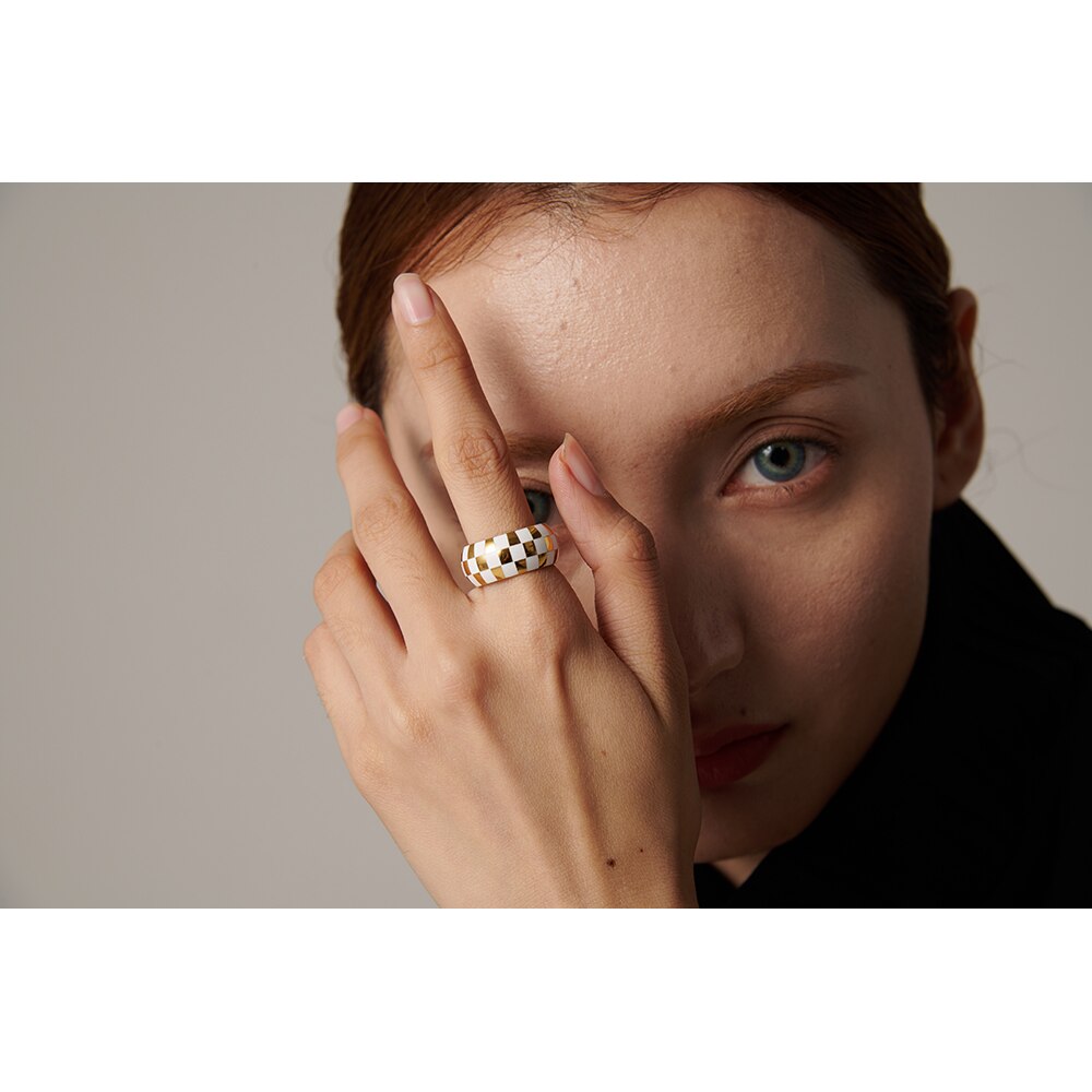Yhpup emalje ternet rund ring 316l rustfrit stål metal charm fingerring til kvinder smykker bague acier inoxidable