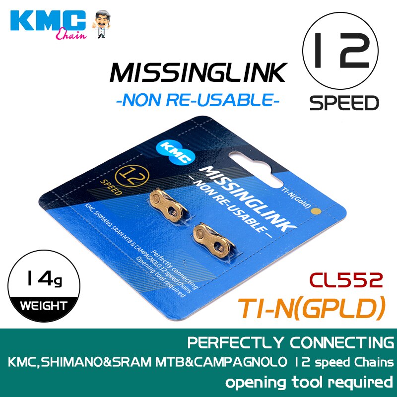2 Pairs KMC Chain Missing Link 6/7/8/9/10/11 Speed Silver Gold Color Reusable Chain Magic Clasp Bicycle Chain Repair Parts: 12s gold