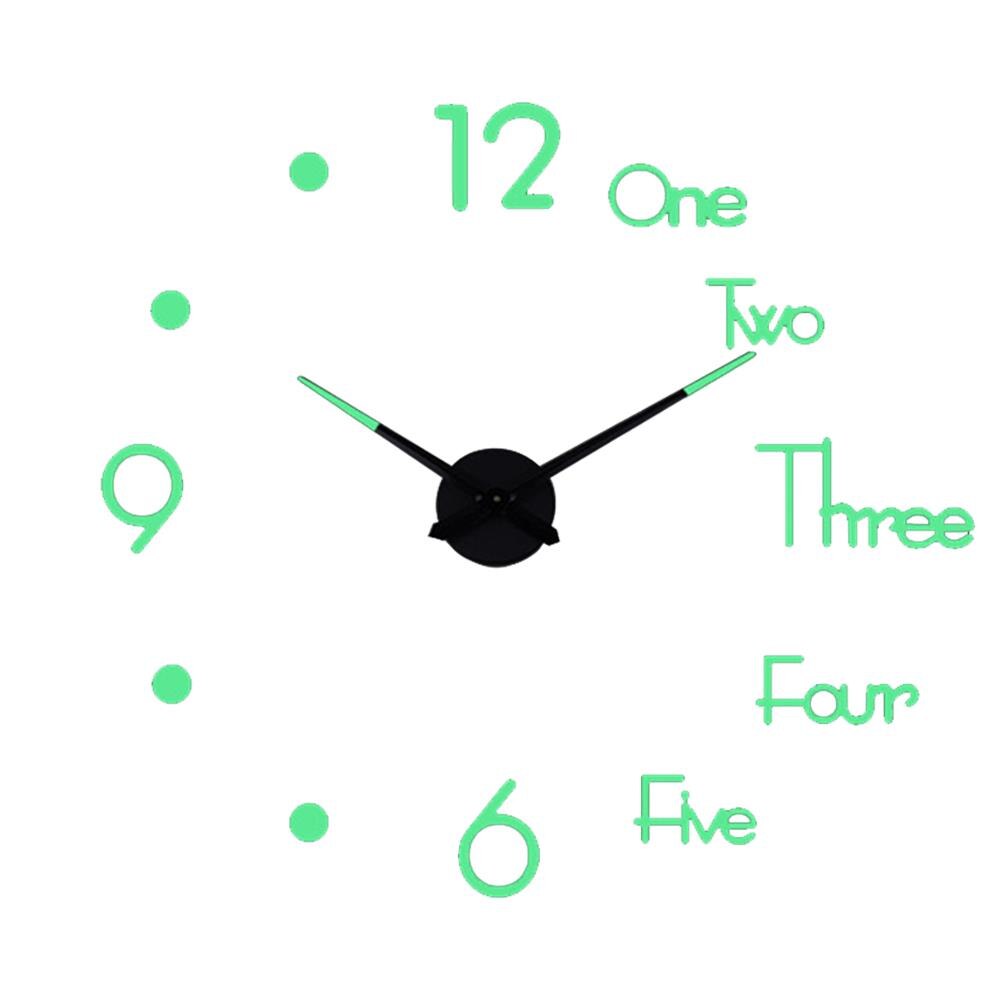 DIY Mirror Stickers Modern DIY Wall Clock 3D Stickers Home Decor Decoration Mute Quartz Luminous Wall Clock