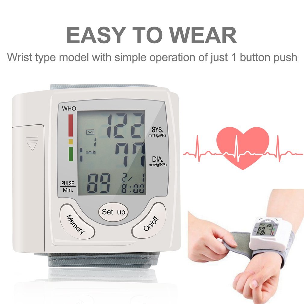 Blutdruckmessgerät, Automatische Digitale LCD Anzeige, Handgelenk Monitor, Herz Bewertung und Puls Meter Messung, Tonometer Ältere Gesundheit