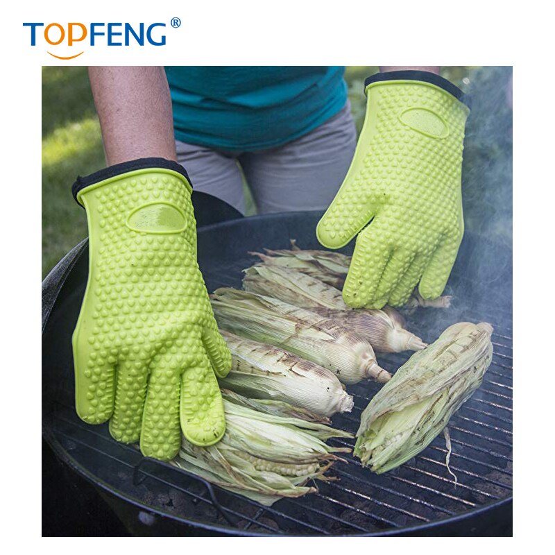 Topfeng stenmænd varmebestandig madkvalitet silikone handske madlavning bagning grill ovn grydeholder skridsikker køkkenhandsker 1pc