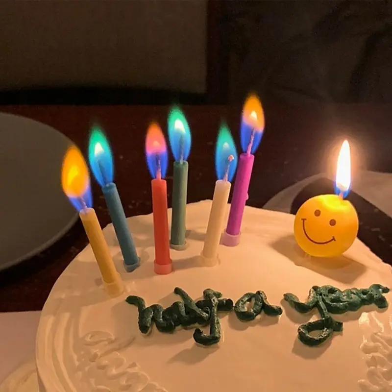 Velas coloridas para decoração, velas coloridas, chamas seguras, suprimentos para festas de aniversário, casamento e sobremesa, velas de bolo, 6 PCs, 12PCs