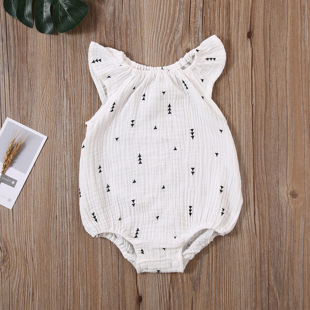 Bomuld linned baby piger romper tøj sommer blomsterprint flue ærmer småbørn børn jumpsuit one-piece outfits soldragt tøj