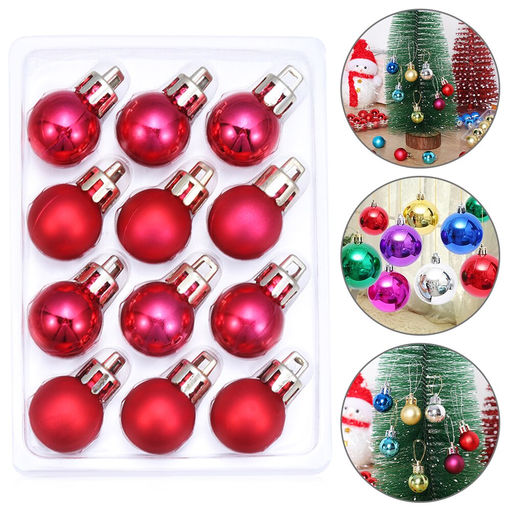 Plastic Christmas Tree Decoration Ball Bauble 12Pcs 2cm Party Hanging Pendant Ball Ornament Decorations for Home Christmas DIY