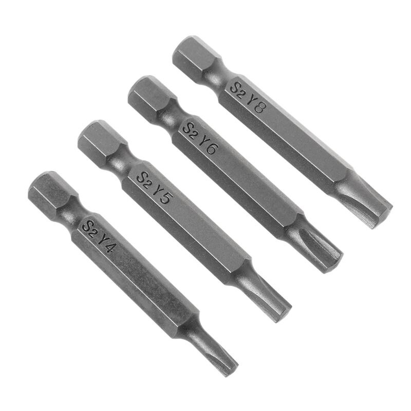 Embouts de tournevis magnétiques en forme de Y de 50mm pour outils de réparation de vélo, 4 pièces, tige hexagonale à tête triangulaire Y4 Y5 Y6 Y8