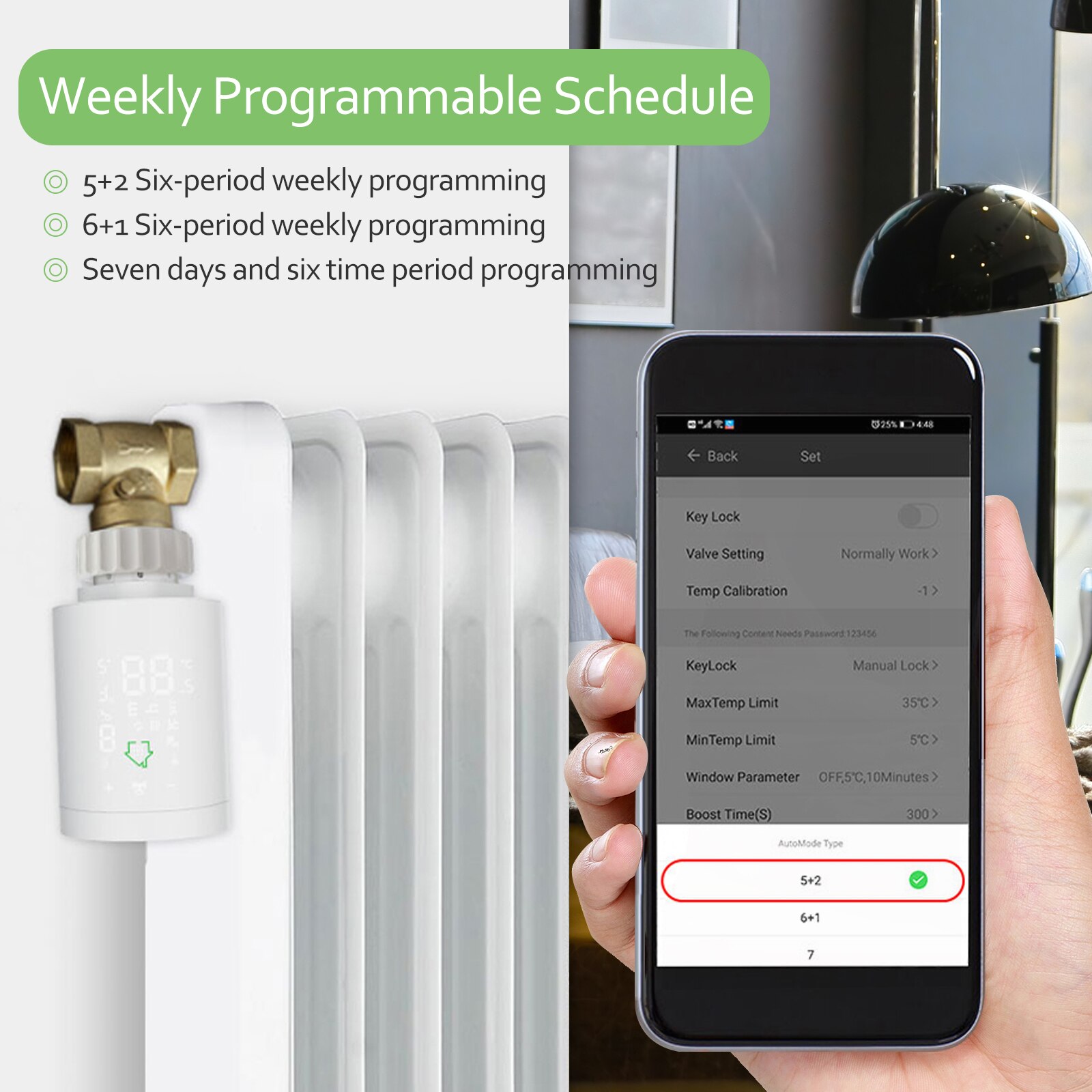 Tuya 3.0 Intelligent Radiator Actuator Programmable Thermostatic Radiator Valve Temperature Controller Voice Control via Alexa