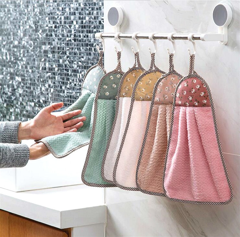 Hængende sletbart håndklæde sødt absorberende håndklæde husholdning badeværelse toilet køkken opvask klud lommetørklæde fnug