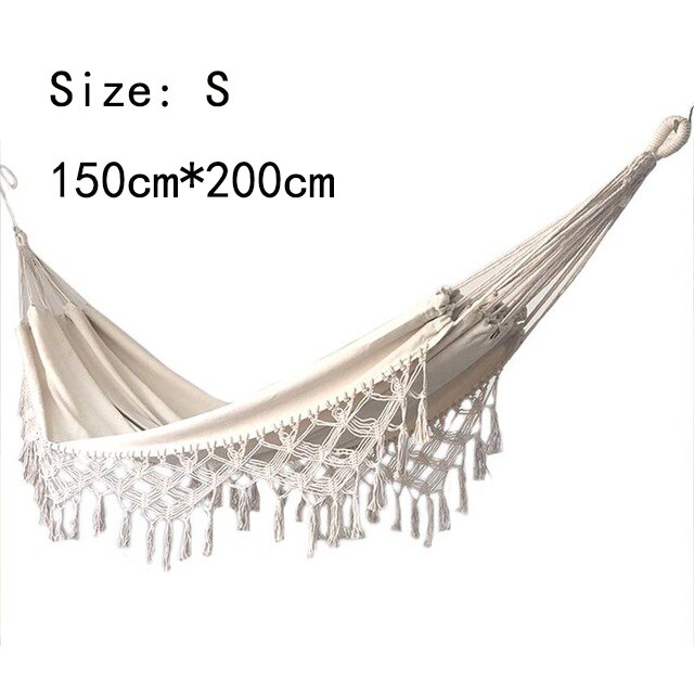 Ulkona riippumatto keinuverkko boho iso brasilialainen macrame -haara kaksinkertainen deluxe -tuoli rannalle, pihalle, sisätiloihin, häät: Beige s