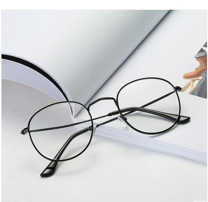 MINCL/Korean Tide Retro Glasses Frame Metal Round Box Golden Plain Retro Myopia Female Literary Tide eye Glasses LXL: black