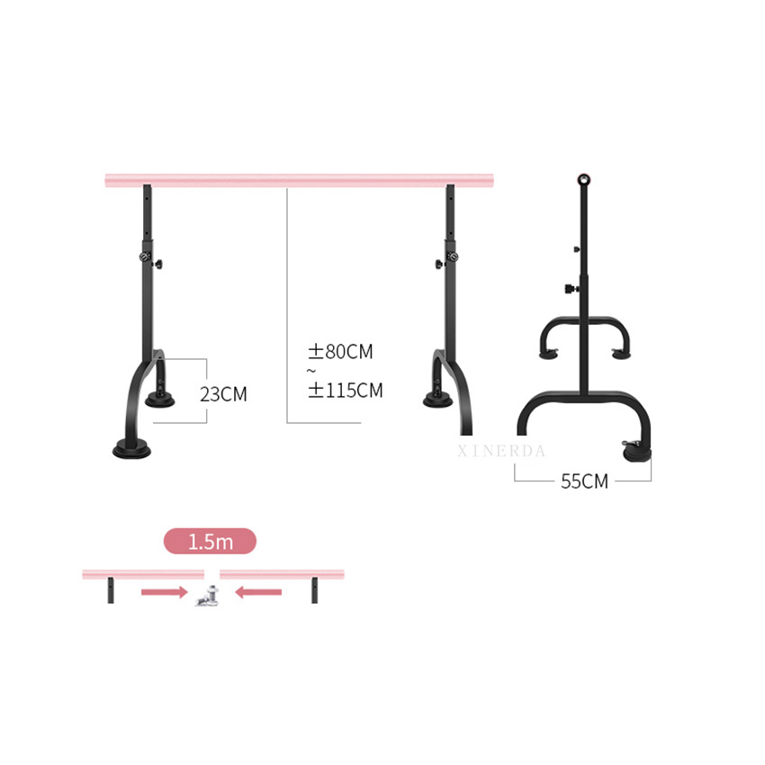 Mobile Dance Room Studio Horizontal Bar Gym School Indoor Fitness Liftable Leg Pressing Pole Adult Children Steel Ballet Barre