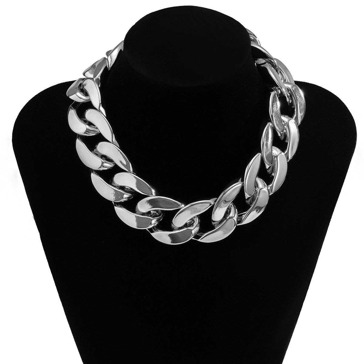 Collar Simple exagerado para mujer, cadena CCB gruesa distorsionada de Hip Hop de 4 colores, collares creativos, de joyería para chica Glamour a la: Oro oscuro