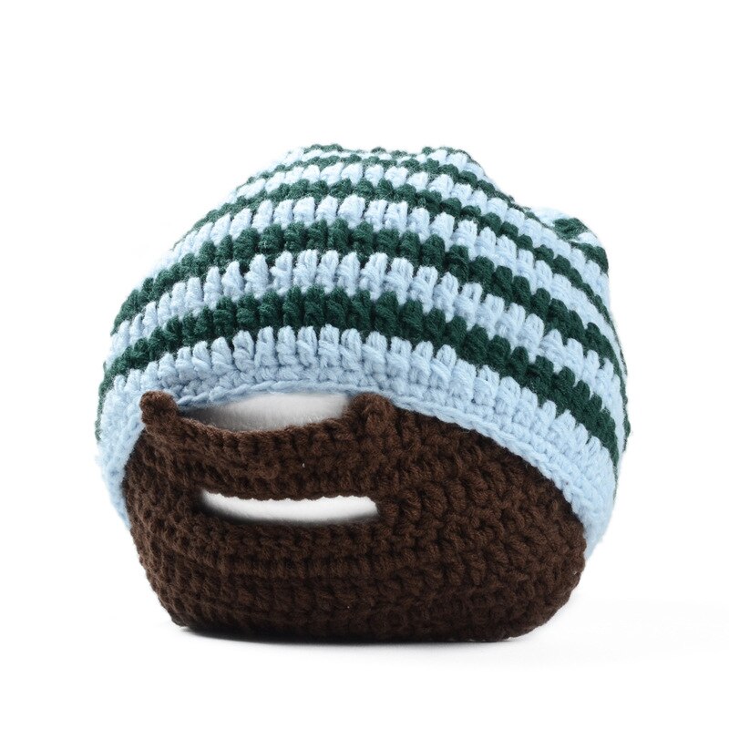 YGYEEG warm Herren Schnurrbart Mützen Coole Punk Warme Winter Neuheit Hütte Häkeln Mütze Bart Gesichtsmaske Ski Wärmer Hütte Kappen Patchwork: Grün Blau Bart